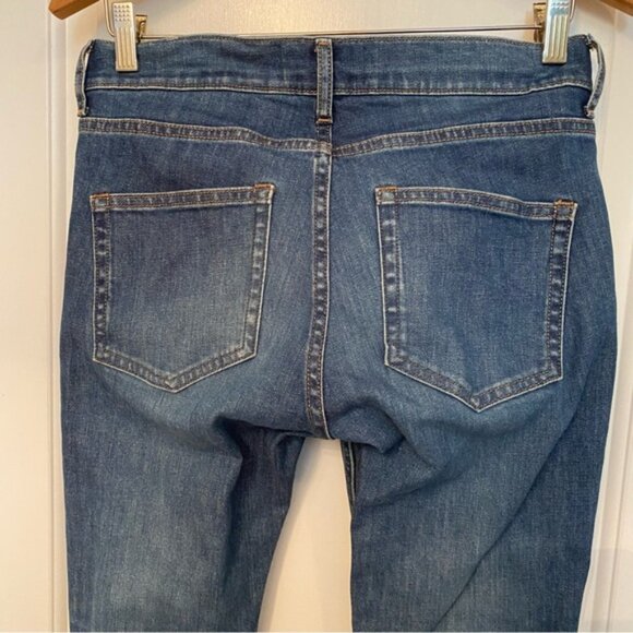 EVERLANE JEANS SLIM STRAIGHT MEDIUM BLUE WASH DENIM FADE WHISKERING SIZE 27 - Picture 6 of 9